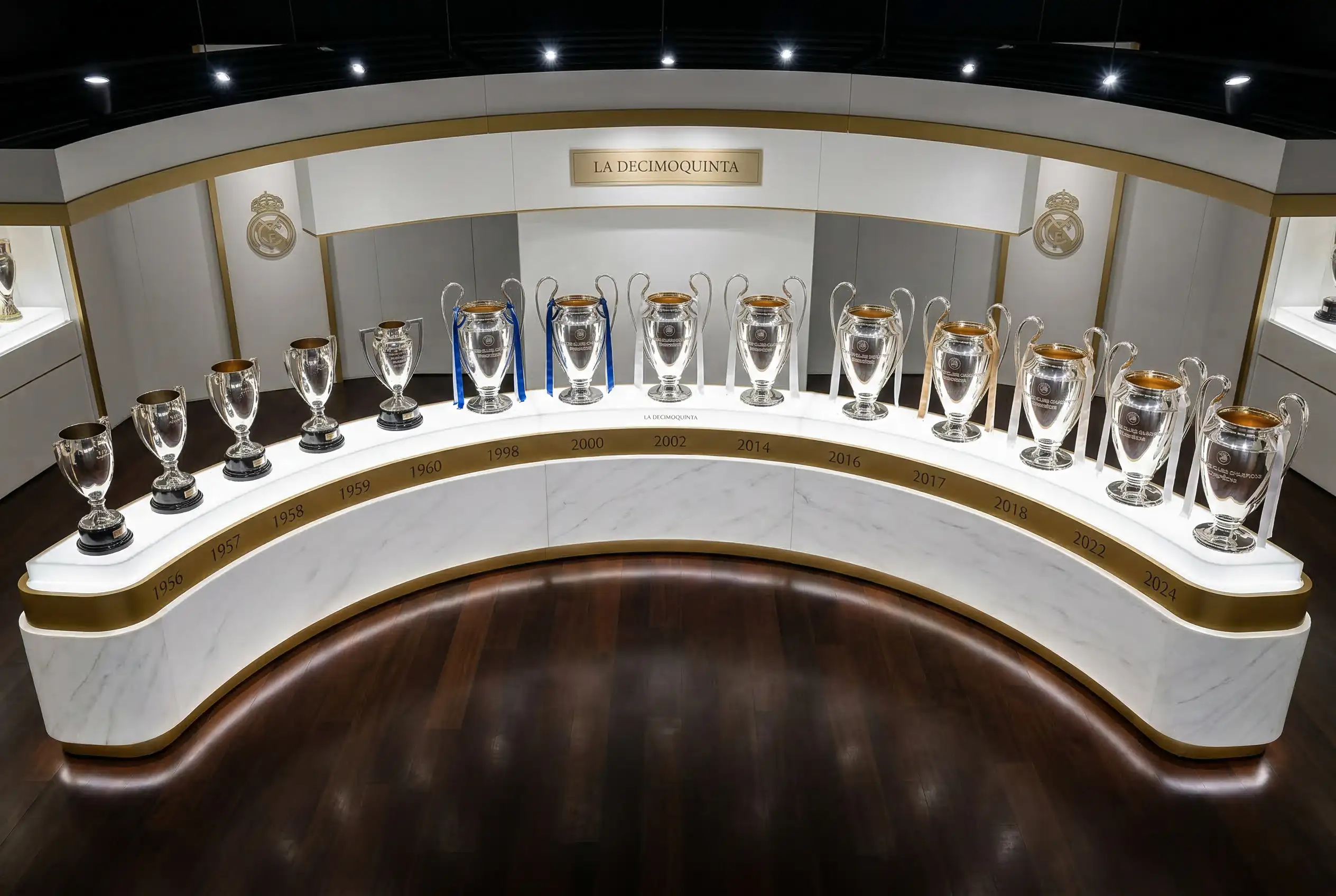 Jugadores del Real Madrid levantando el trofeo de la Champions League en Wembley tras conquistar su decimoquinto título europeo en 2024